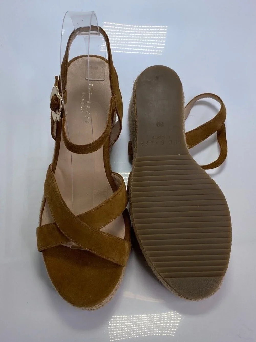 Ted Baker Women's Brown Suede Strap Taymii Espadrille Wedge Sz 9